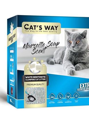 Бентонітовий наповнювач cat's way марсельске мило + бірюзові гранули, 6л коробка