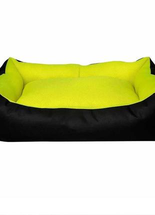 Диван для тварин dondurma,прямокут,з бортиками,(чорний/лімон) 95*70*22 см xl