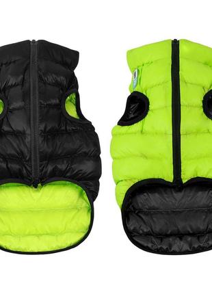 Курточка для собак airyvest двостороння, розмір xs 22, cалатово-чорна