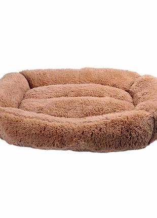 Лежак плюшевий для тварини brownie,прямокутний (коричневий) 78*60*22 см, 25 кг l