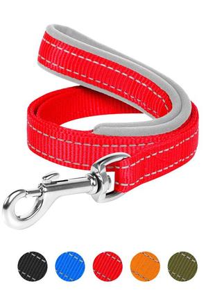 Повідець "dog extreme" з нейлону з прогумованою ручкою (ширина 25мм, довжина 122 см) червоний