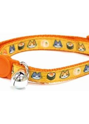 Нашийник д / кота catmania sushi, зі дзвіночком, нейлон, жовтий, 23-35x1см *