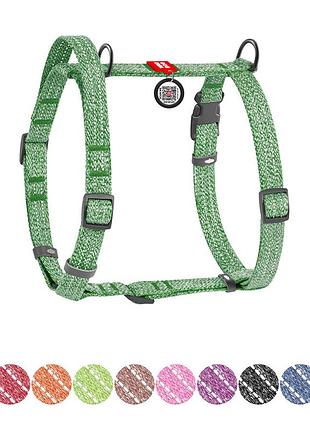 Шлея для собак з ручкою з відновленої бавовни анатомічна н-подібна waudog re-cotton з qr-паспортом,