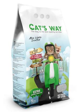 Бентонітовий наповнювач cat's way алое вера + зелені гранули, 5л