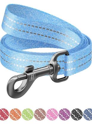 Повідець для собак з відновленої бавовни waudog re-cotton світловідбиваючий, l-xxl, ш 25 мм, д 500 см