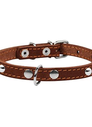 Нашийник "collar одинарний з прикрасами (ширина 14мм, довжина 27-35см) коричневий2 фото