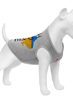 Майка для собак waudog clothes малюнок "дім", сітка, l, b 42-45 см, c 28-31 см сірий