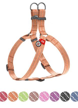 Шлея з відновленої бавовни waudog re-cotton з qr паспортом, світловідбиваюча, пластиковий фастекс, l, ш 25 мм,