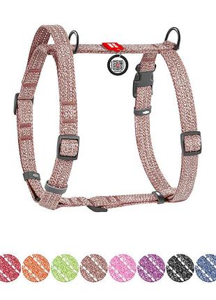 Шлея для собак з ручкою з відновленої бавовни анатомічна н-подібна waudog re-cotton з qr-паспортом,