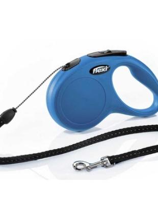 Рулетка flexi classic m, 8м, до 20кг, шнур, синя (2818) +