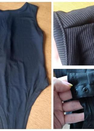 Боди женское трикотажное в рубчик с молнией без рукавов, комбидресс с вырезом декольте zsi...