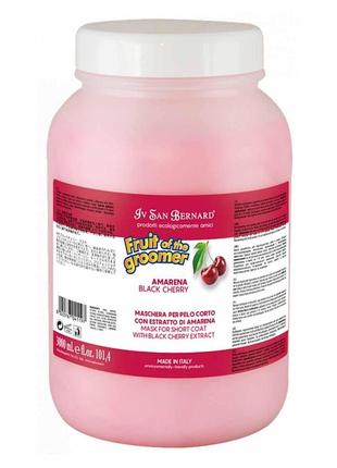 Маска iv san bernard black cherry для короткої шерсті, з протеїнами шовку та чорною вишнею, 3л (2 шт