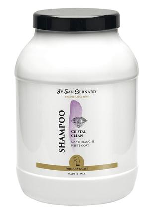 Шампунь iv san bernard cristal clean для білої шерсті (кіт/собака), усуває жовті плями, 3л (2 шт/уп)
