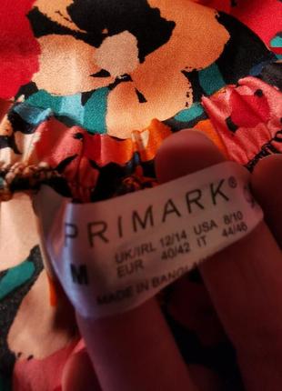 Брюки в пижамном стиле в принт цветы на резинке штаны высокая посадка прямые летние primark7 фото