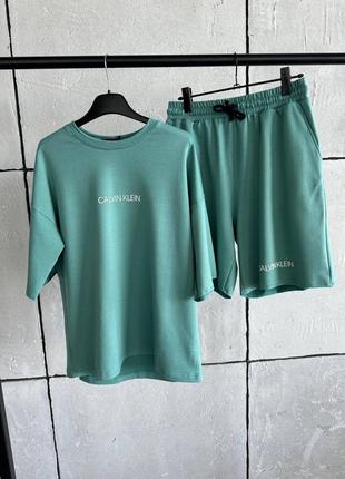 Чоловічий набір oversize (футболка+шорти) calvin klein‼️