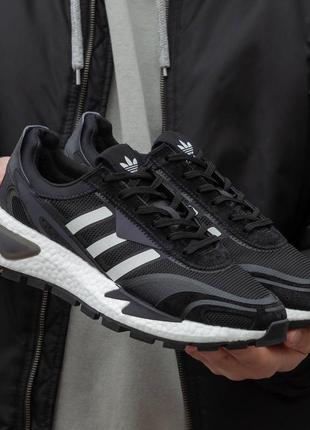 Мужские демисезонные спортивные кроссовки adidas retropy p9 black white2 фото