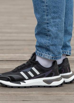 Мужские демисезонные спортивные кроссовки adidas retropy p9 black white6 фото