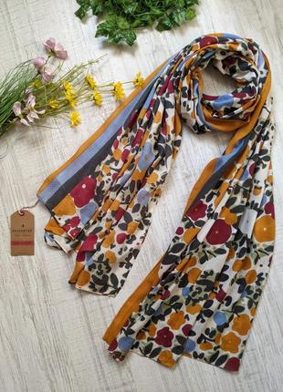 Великий легкий шарф brakeburn натуральний в квіти новий ,парео,палантин літній