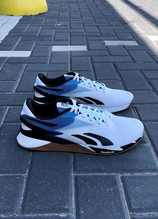 Кросівки reebok nano x3 white/glen green/vector blue оригінал, круті текстилі літні кросівки