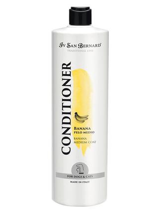 Кондиціонер iv san bernard banana для середньої шерсті (кіт/собака), пом'якшуючий, з бананом, 1л (12
