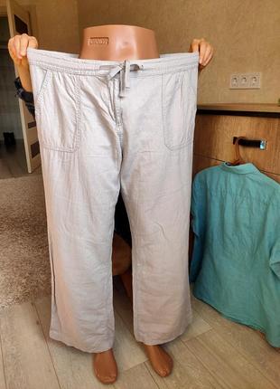 Сірі лляні натуральні брюки 22 (50 розмір )3 фото