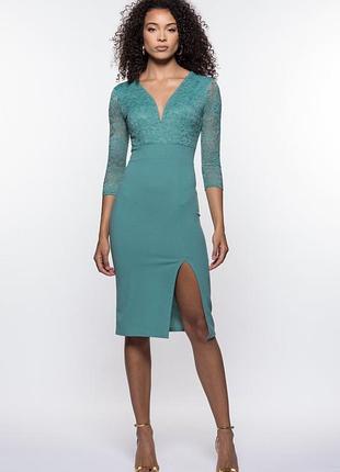 Коктейльное вечернее платье миди с разрезом wal g
