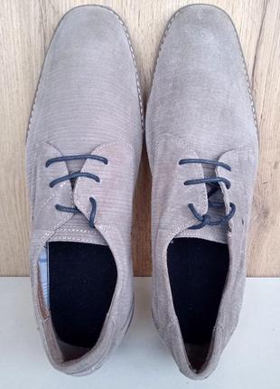 Новые натуральные замшевые мужские туфли, серые оксфорды, лето и деми, р. 44-45