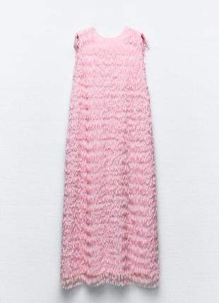 Сукня жіноча рожева з бахромою zara new7 фото