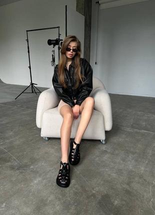 Шкіряні босоніжки з натуральної шкіри замші10 фото