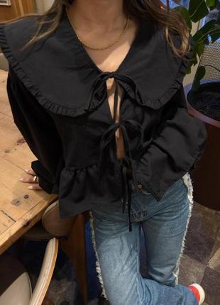 Льняная рубашка женская на завязках в стиле zara/ 42-44, 46-48/ мод 2768 фото