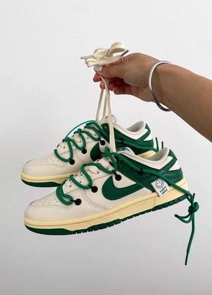 Стильные женские кроссовки nike sb dunk low off nmd happy smile green premium зелёные