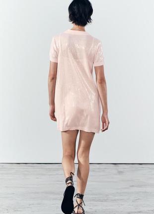 Платье поло розовое с блестками zara new4 фото