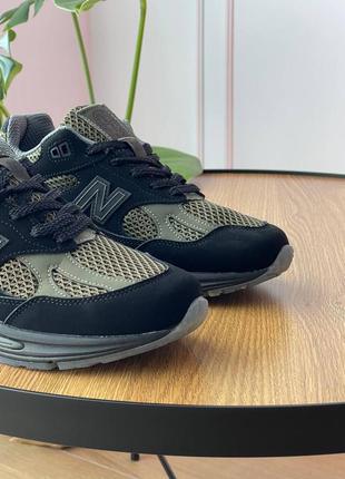 Чоловічі кросівки нью беланс 991в2 чорні з зеленим / new balance 991v2 miuk stone island black7 фото