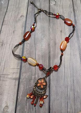 Ожерелье винтаж стекло камень