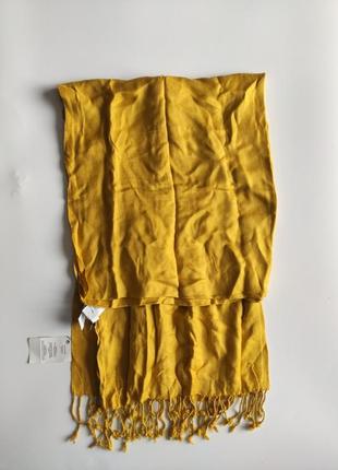 Шарф inextenso 180-65 жовтий з китицями2 фото