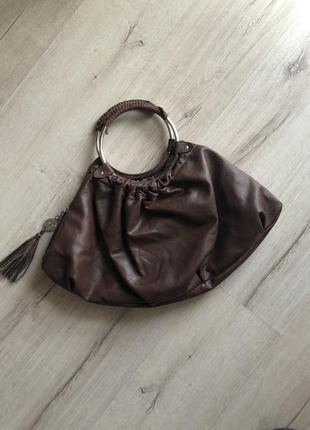 Коричневая вместительная сумка motivi винтаж