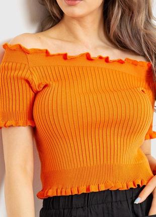 Топ женский нарядный в рубчик, цвет оранжевый, 204r020