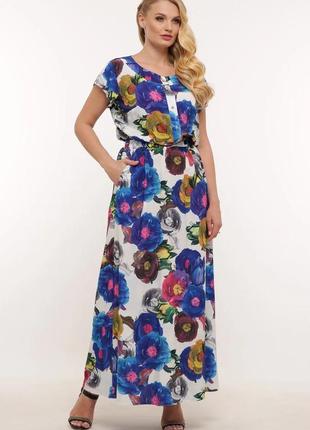 Красивое женское платье большого размера в принт, размер 52-58 58