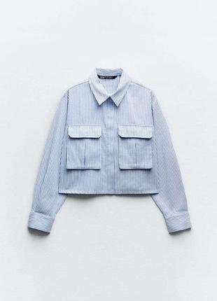 Сорочка  оксфорд в  смужку  zara