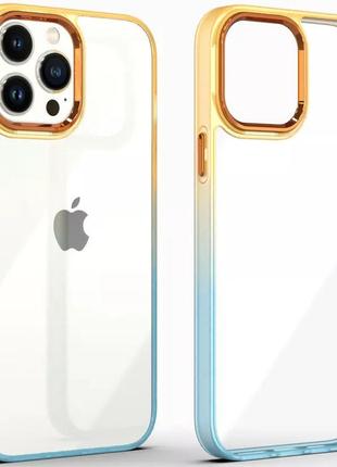 Чехол для apple iphone 12 pro max (6.7"") - tpu+pc fresh sip series бирюзовый / оранжевый