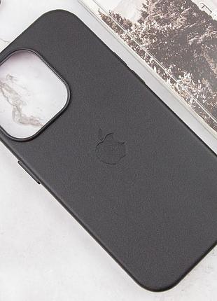 Шкіряний чохол leather case (aaa) with magsafe and animation для apple iphone 13 pro max (6.7") midnight 4