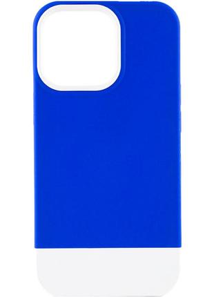 Чехол для apple iphone 13 pro - tpu+pc bichromatic (navy blue / white)