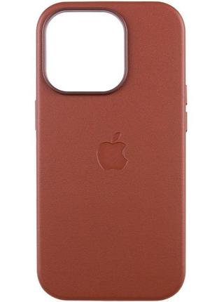 Шкіряний чохол leather case (aaa) з magsafe and animation для apple iphone 14 pro max (6.7"), umber
