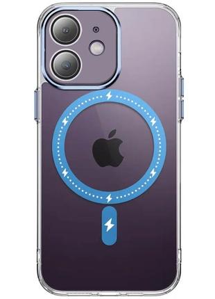Чехол tpu+pc colorful with magsafe для apple iphone 12 (6.1"), blue