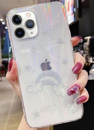 Tpu+glass чохол aurora space для apple iphone 11 pro (5.8") райдуга 2