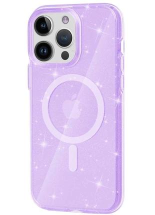 Чехол tpu galaxy sparkle (magfit) для apple iphone 12 pro max (6.7"), purple+glitter