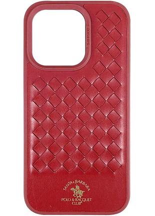 Кожаный чехол для apple iphone 14 (6.1"") - polo santa barbara red