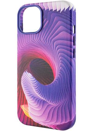Кожаный чехол colour splash with magsafe для apple iphone 14 plus (6.7") purple / pink 3