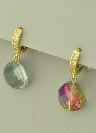 Серьги  чешский хрусталь (позолота 18к (лимонная))