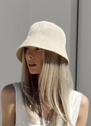Панама шляпа кроше вʼязана zara капелюх